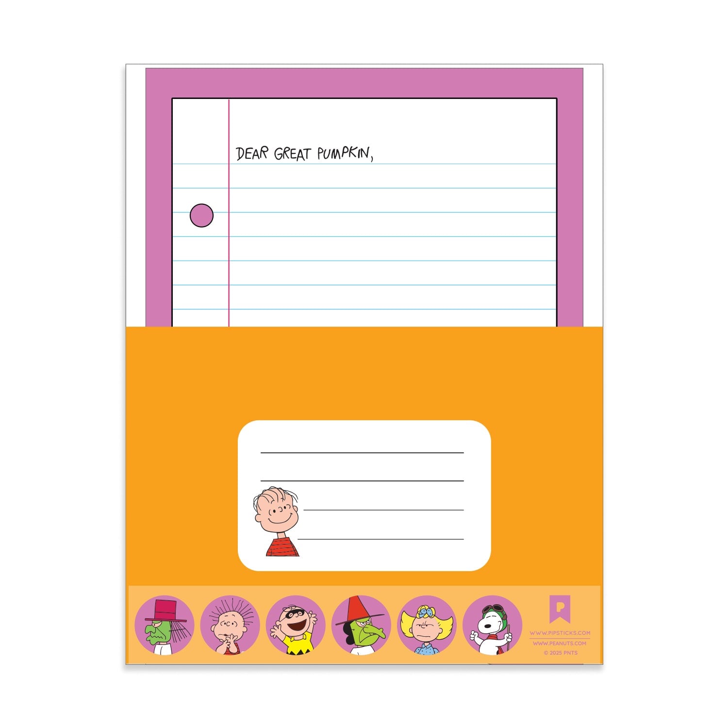 Pipsticks + Peanuts It's The Great Pumpkin, Charlie Brown Stationery Box