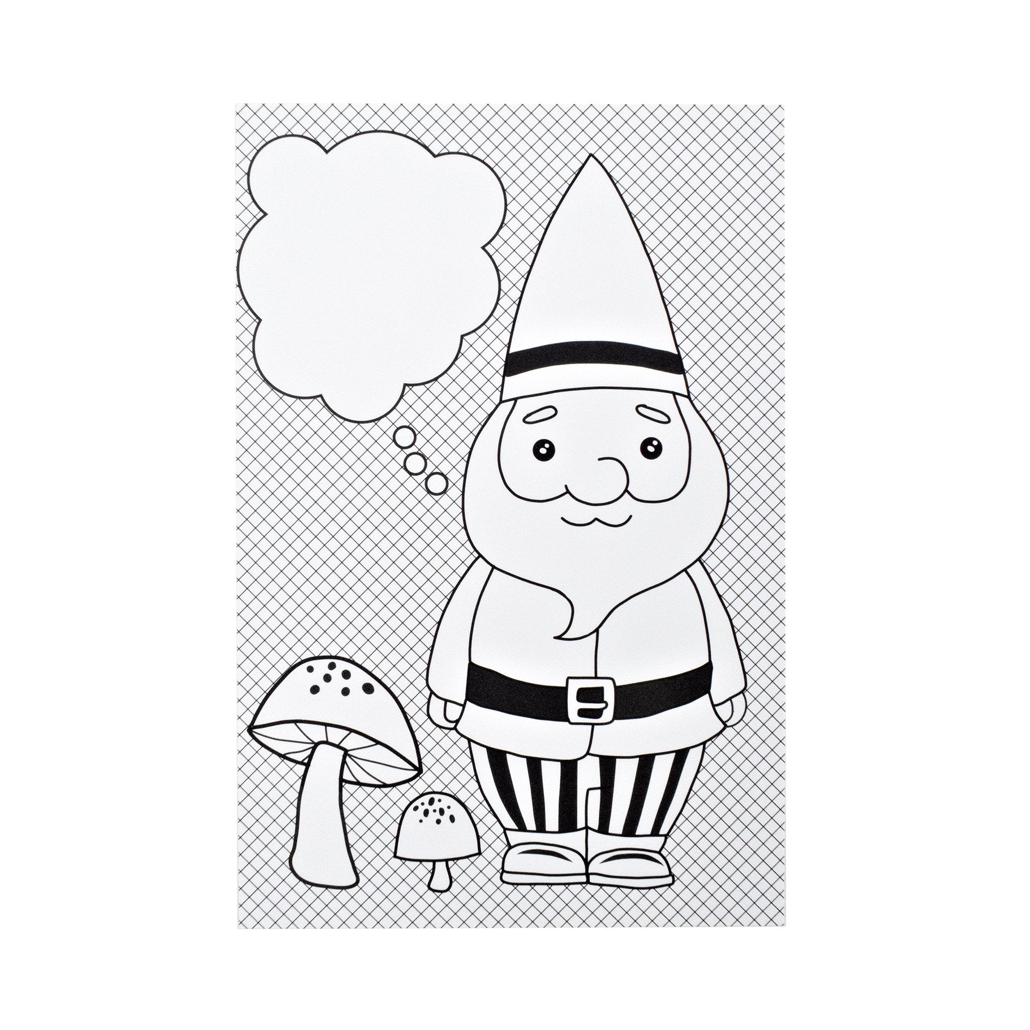 Color-in Gnome Postcard Pack