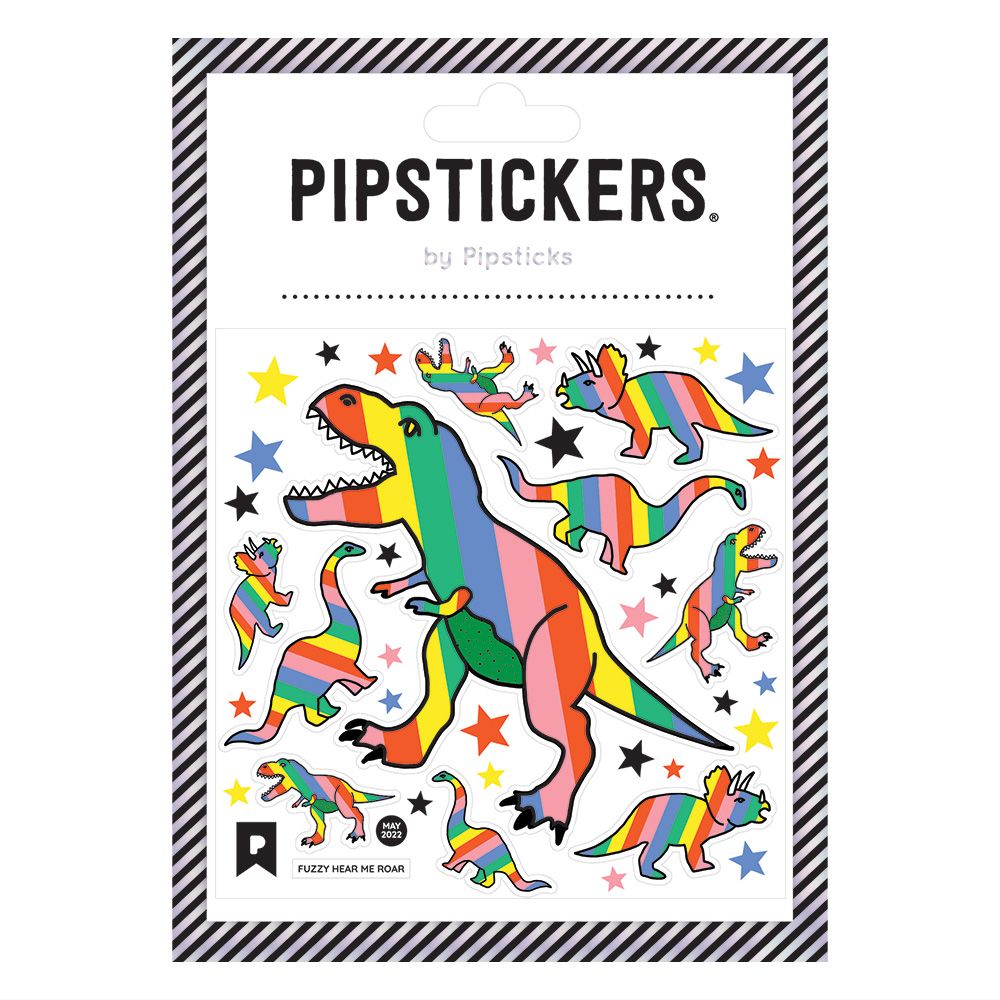 Fuzzy Rainbow Dinosaur Stickers