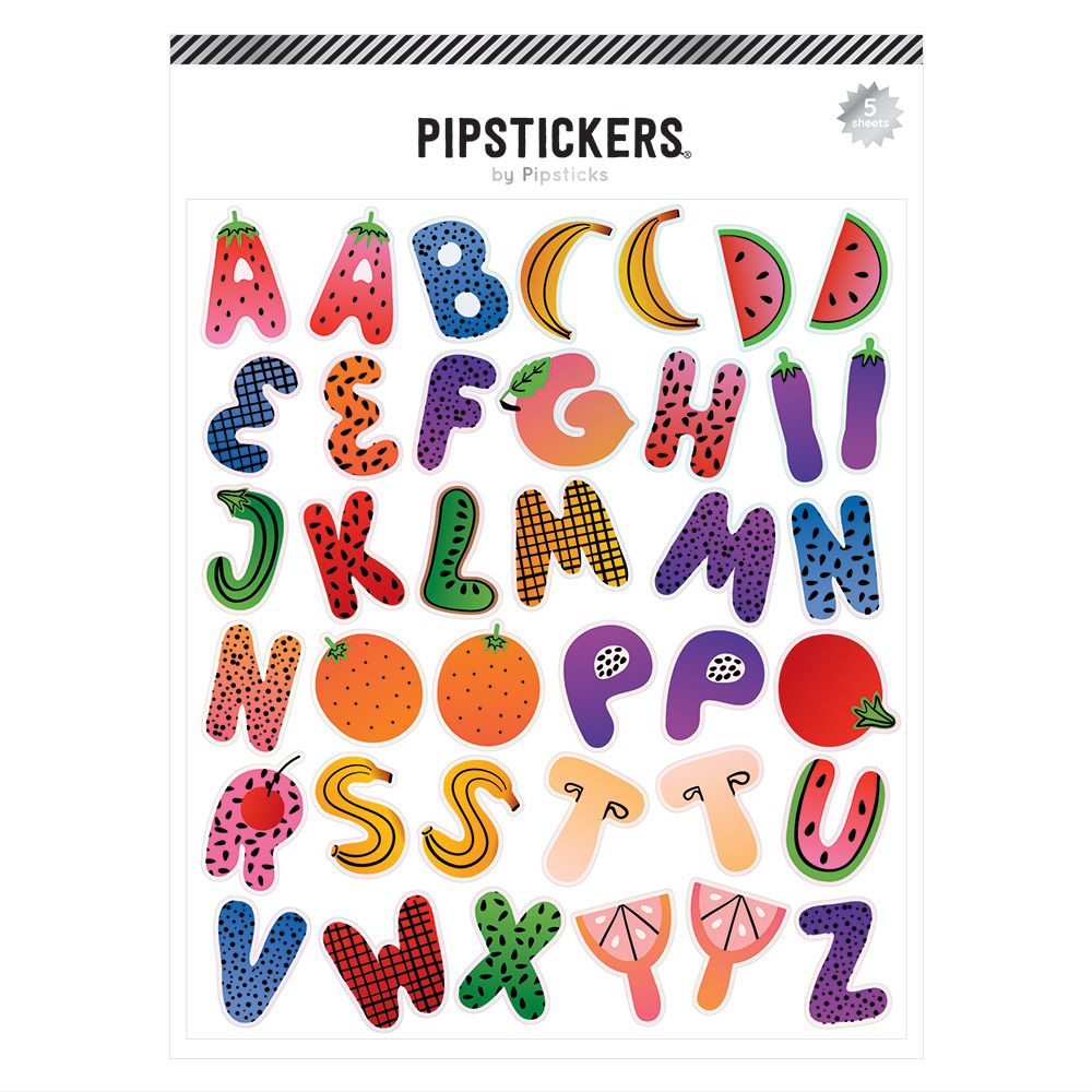 Pipsticks Fresh Picked Big Alphabet Sticker Sheet - 5 Pack
