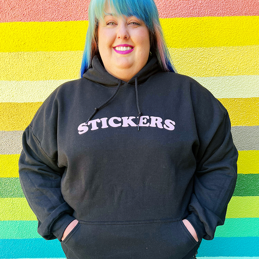 STICKERS Hoodie Sweatshirt: Black