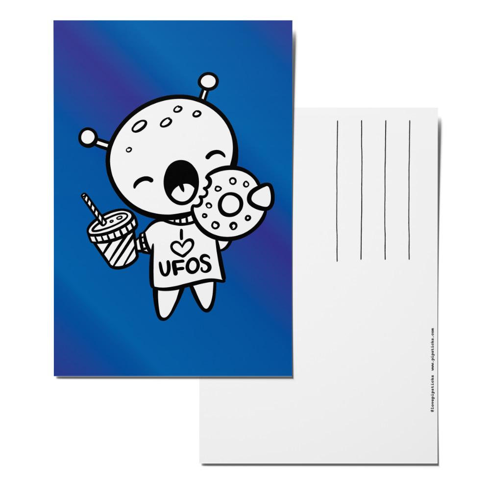 Color-in Kawaii Alien Postcard Pack