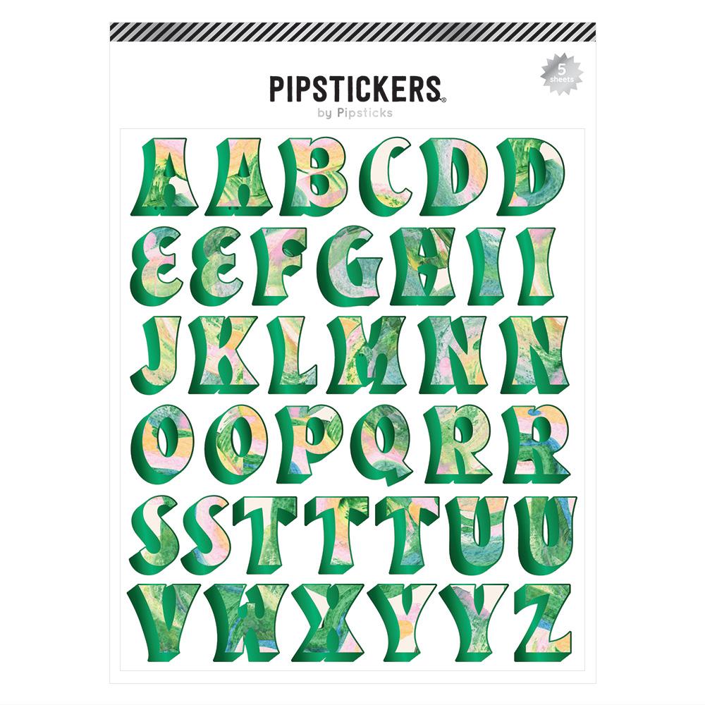 Pipsticks Marbled Green Alphabet Stickers