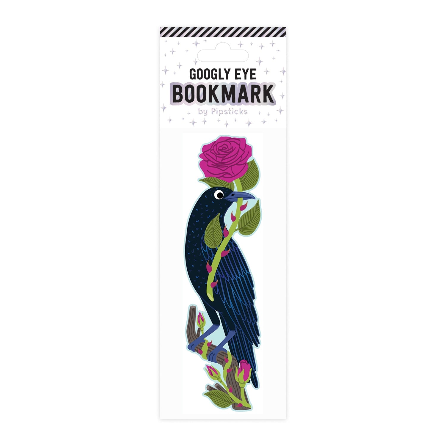 Reading Raven Googly Eye Bookmark