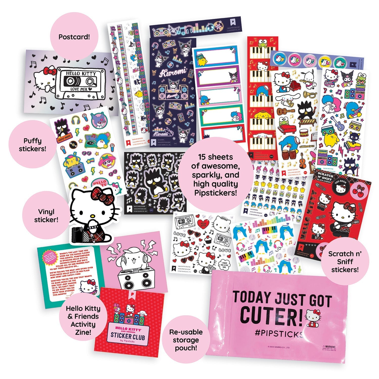 Rock On Hello Kitty and Friends Sticker Pack