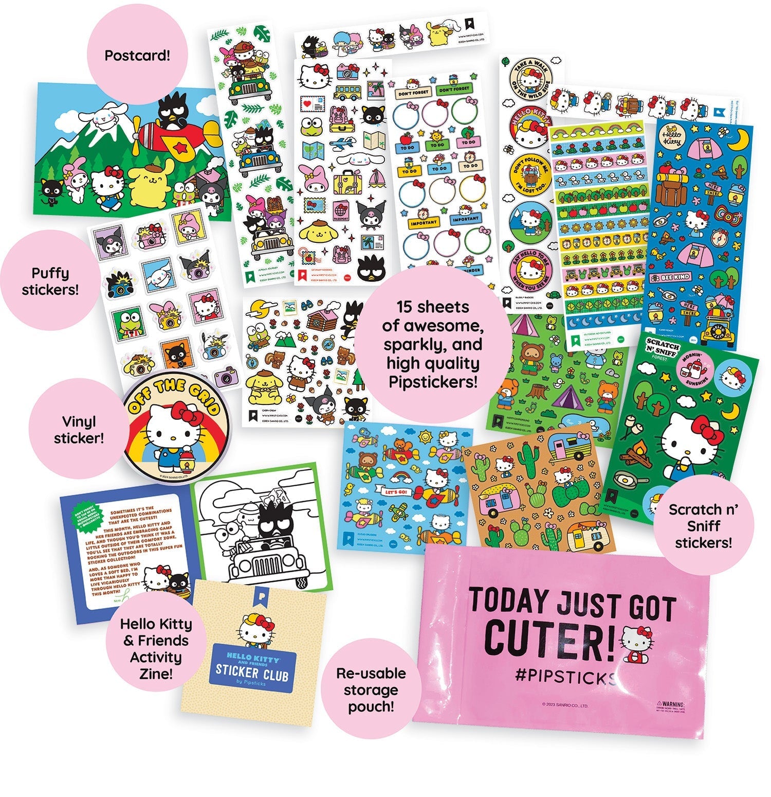 Camping cuties Hello Kitty and Friends Sticker Pack