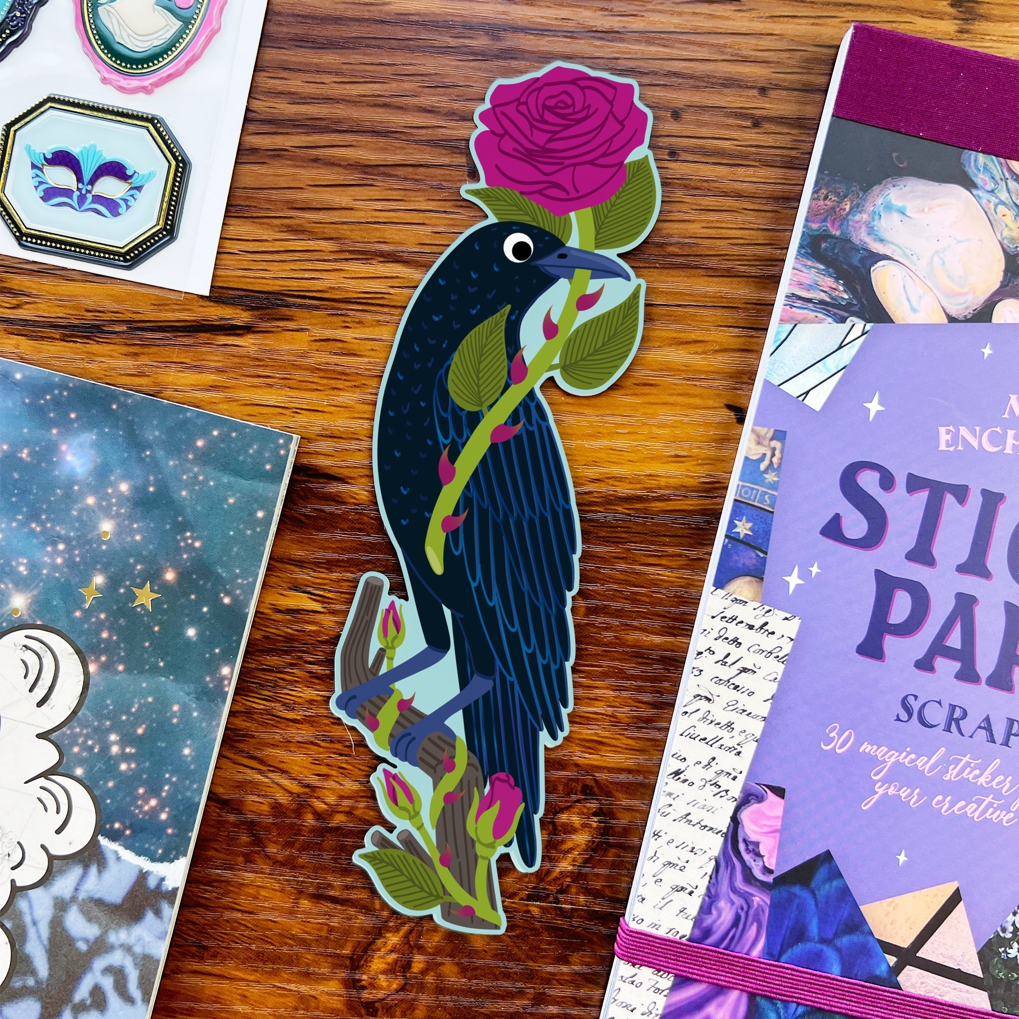 Reading Raven Googly Eye Bookmark