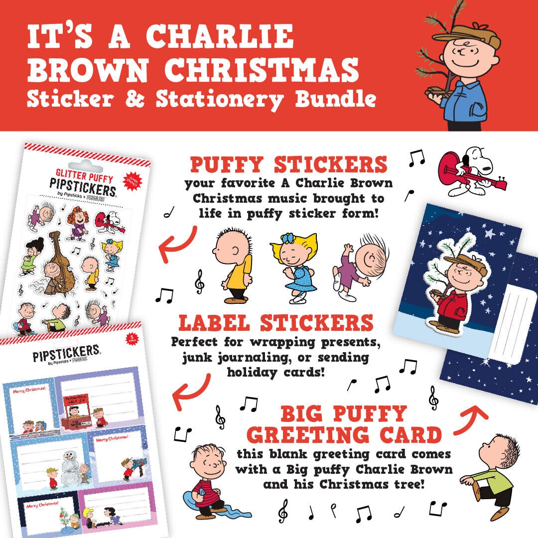 Charlie Brown Christmas Sticker and Stationery Bundle