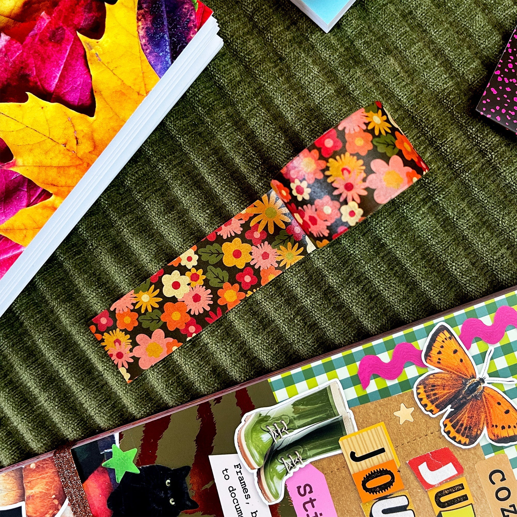 Mushroom Melody, Magenta Mood, A Floral Fall (Autumn Garden Washi Collection)