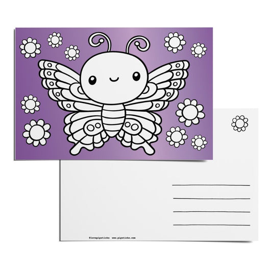 Color-in Kawaii Butterfly Postcard Pack