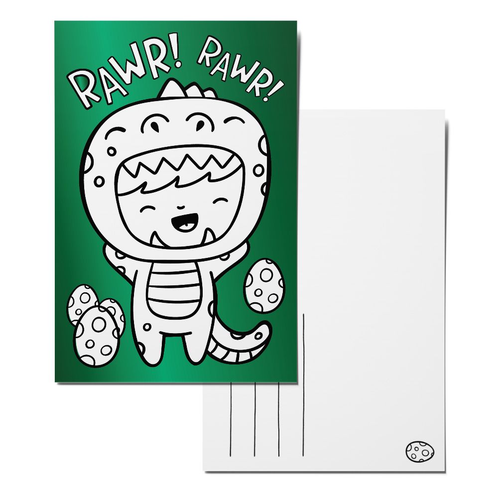 Color-in Rawr-fully Cute Postcard Pack