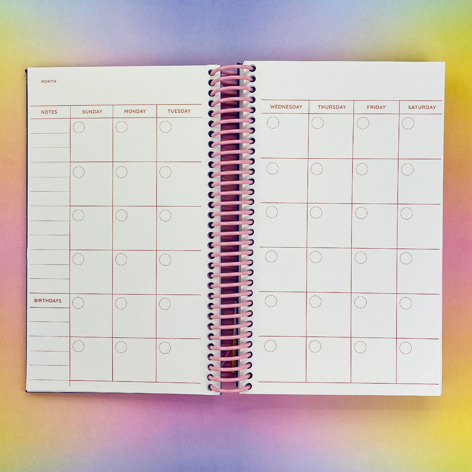 Rainbows Forever 12 Month Planner