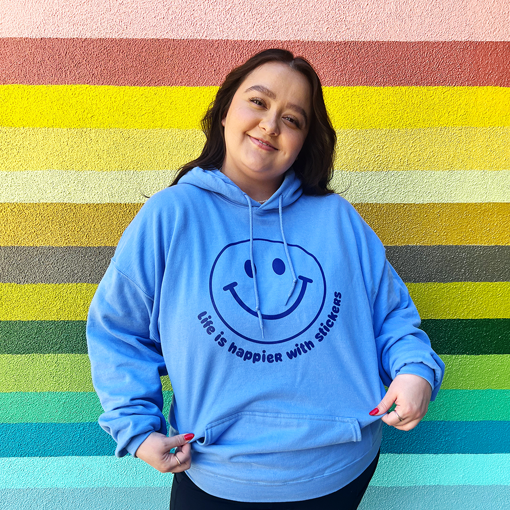 Life Is Happier Hoodie Sweatshirt: Blue