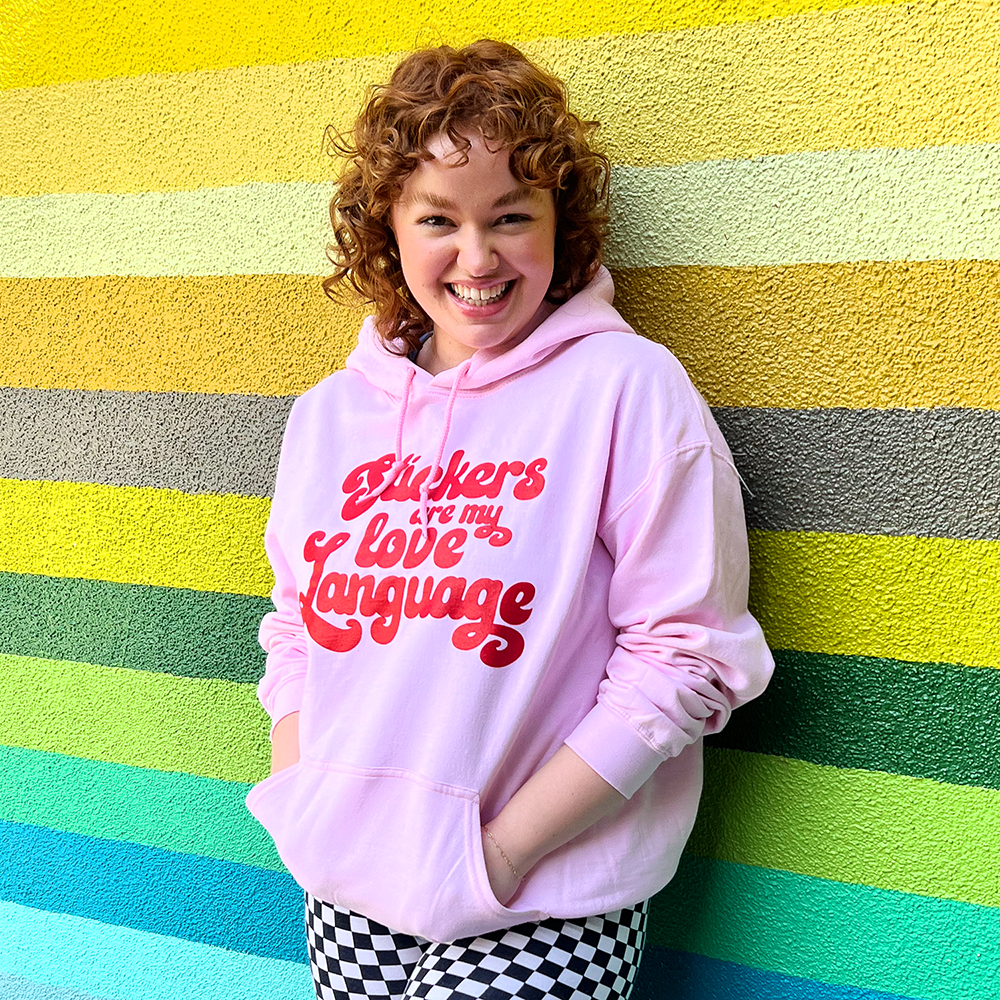 Yellow pink sweatshirt outlet