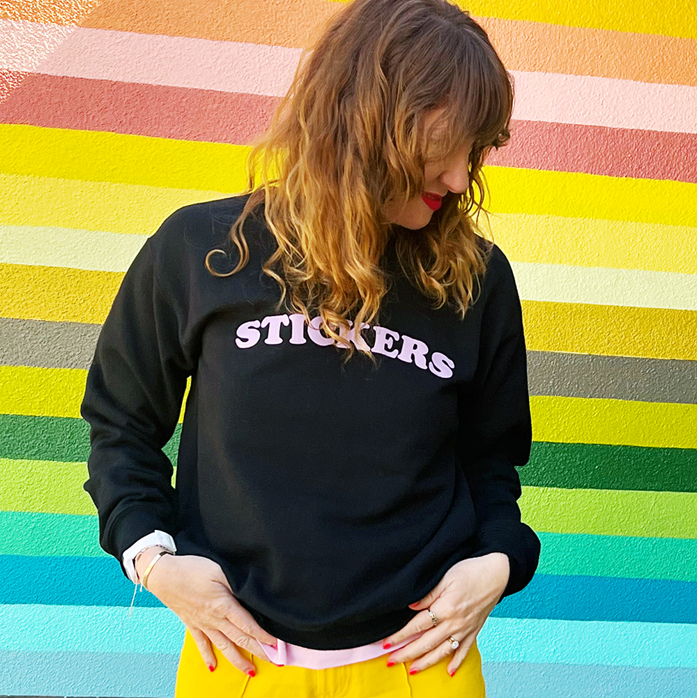 STICKERS Crewneck Sweatshirt: Black