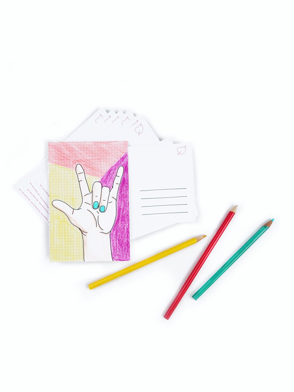 Color-in "I Love You" Sign Language Postcard Pack