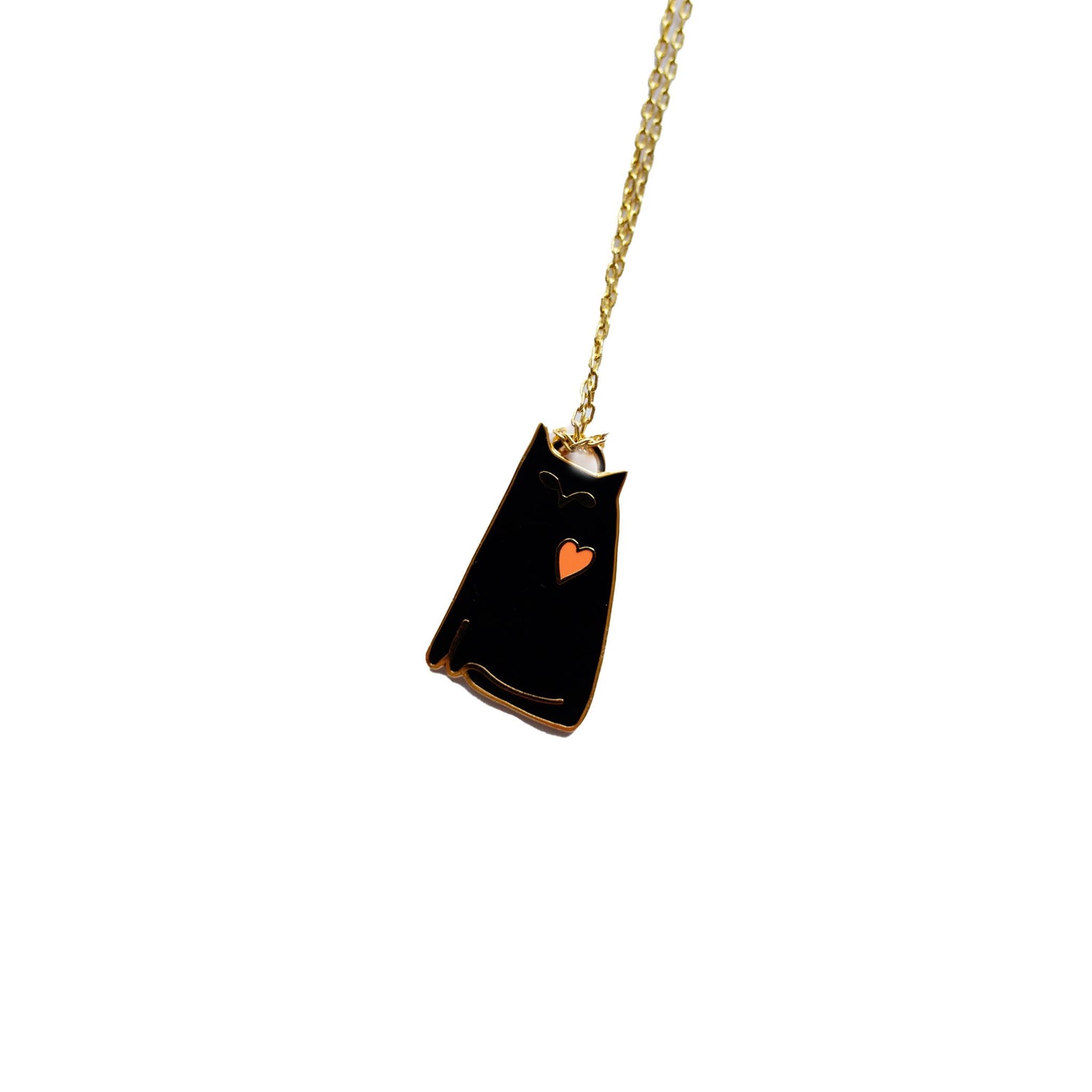 Yellow Owl Workshop: Black Cat w/Heart Necklace