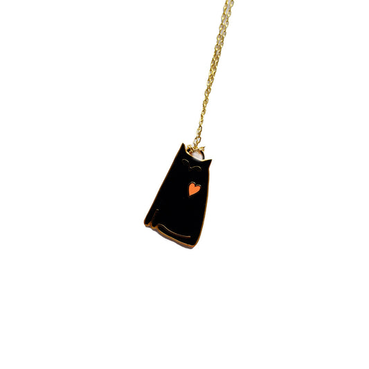 Yellow Owl Workshop: Black Cat w/Heart Necklace