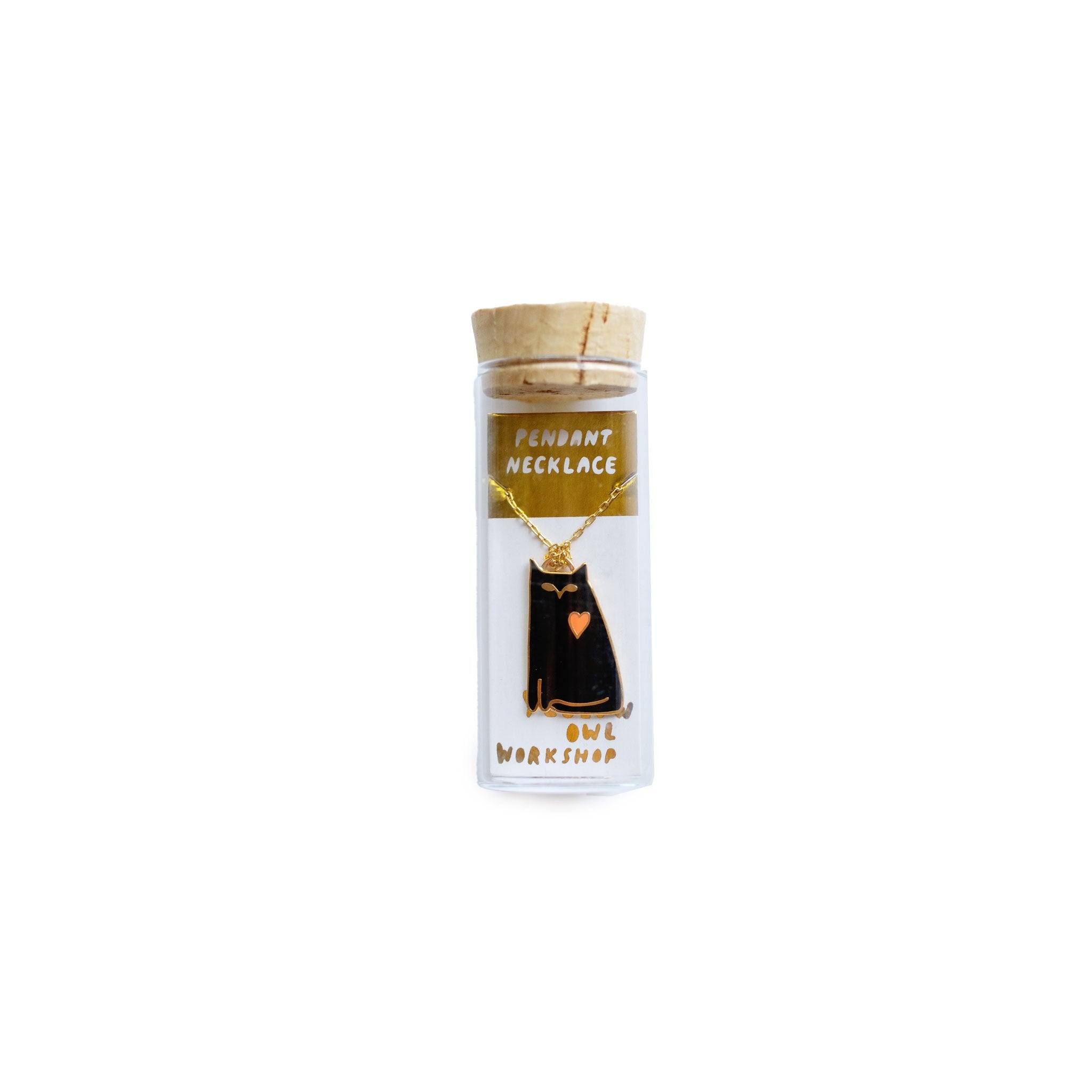 Yellow Owl Workshop: Black Cat w/Heart Necklace
