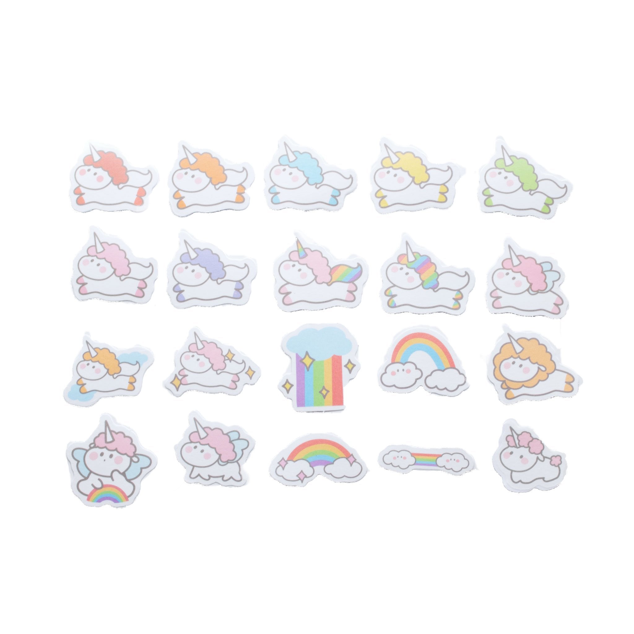 Kawaii Rainbow Unicorns Sticker Flakes