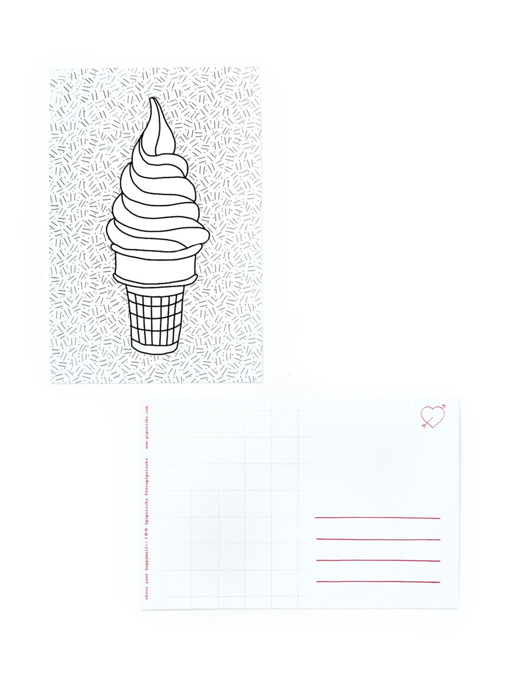 Color-in Ice Cream Cone Postcard Pack