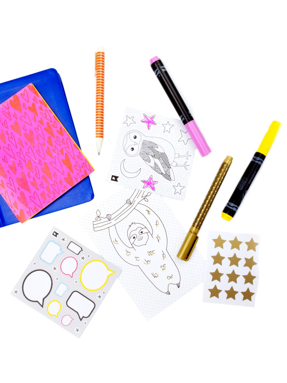Color-in Sloth Postcard Pack