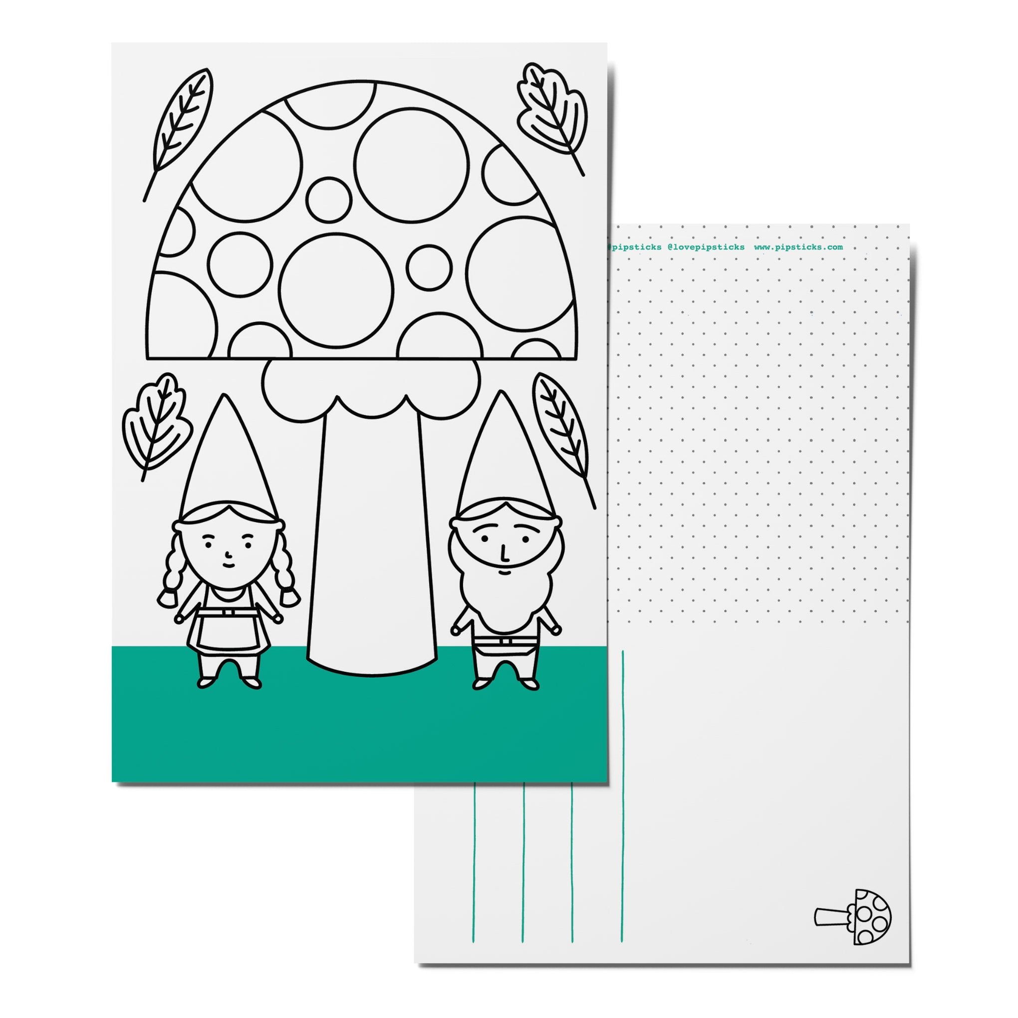 Color-in Gnomes Postcard Pack