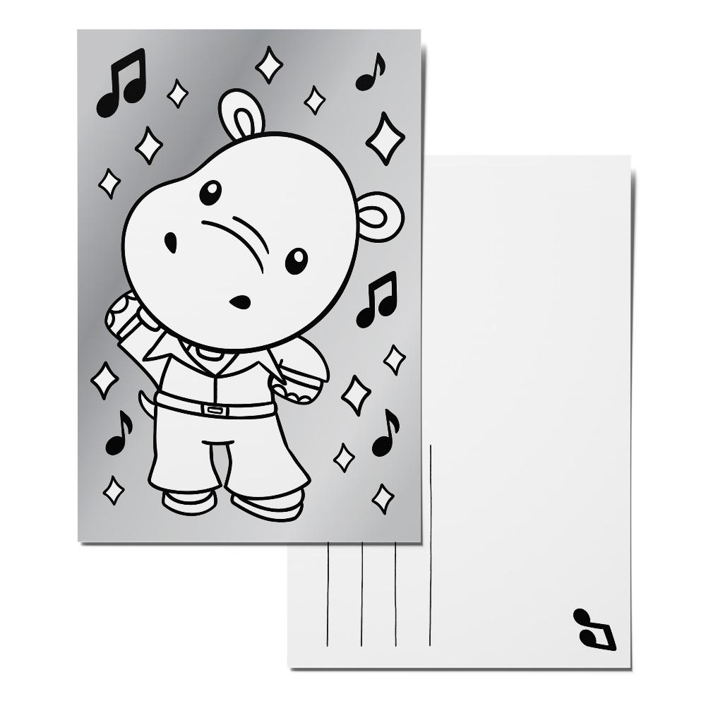Color-in Hippo A-Go-Go Postcard Pack
