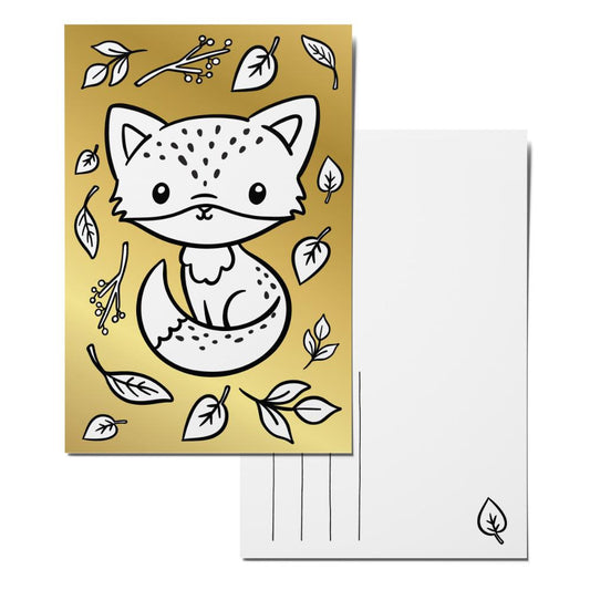 Color-in Fox Postcard Pack