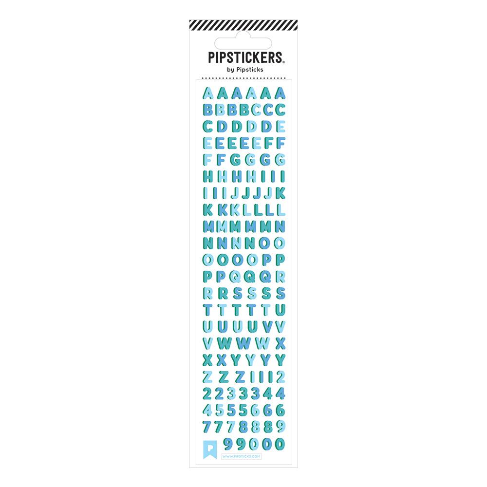 Fuzzy Blue Alphabet Stickers