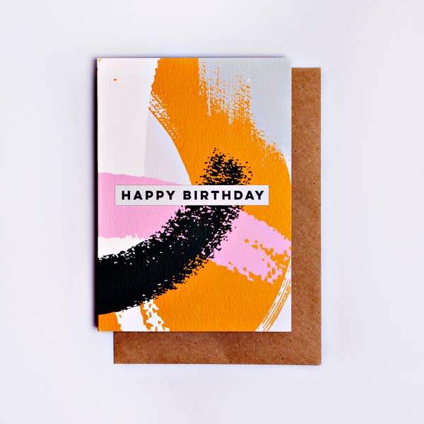 Swirl Happy Birthday Greeting Card by The Completist