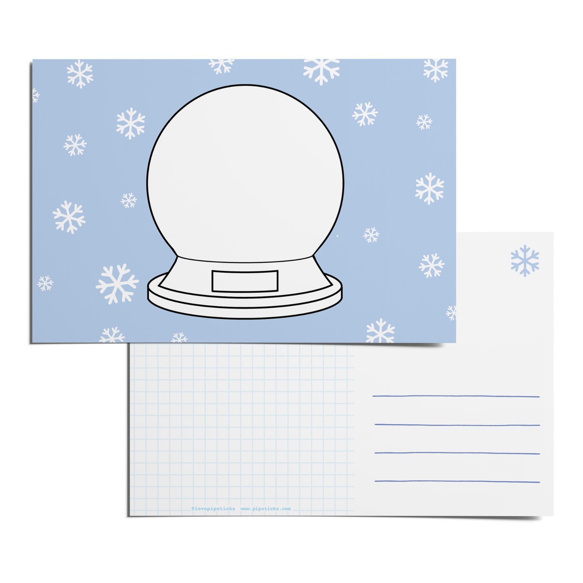 Color-in Snowglobe Postcard Pack