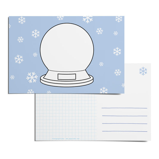 Color-in Snowglobe Postcard Pack
