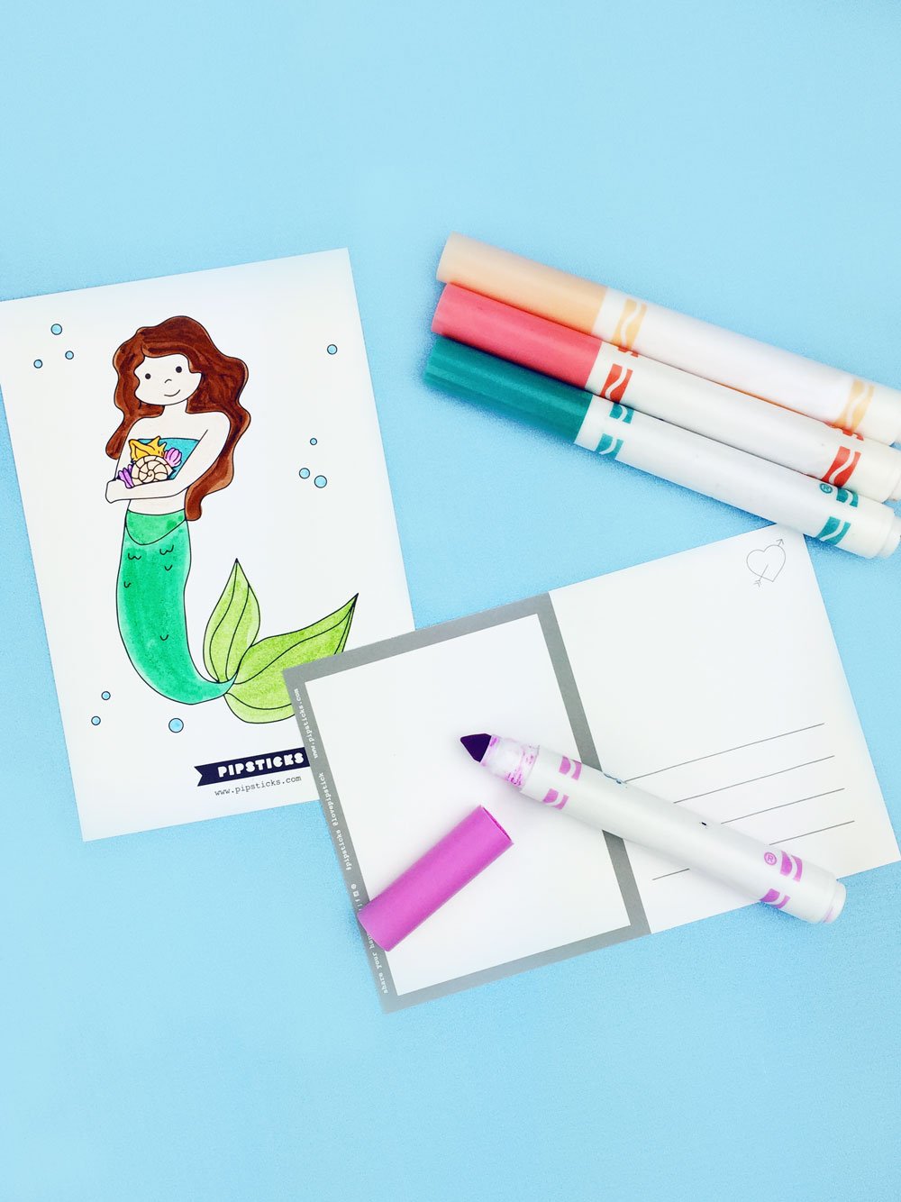 Color-in Mermaid Postcard Pack